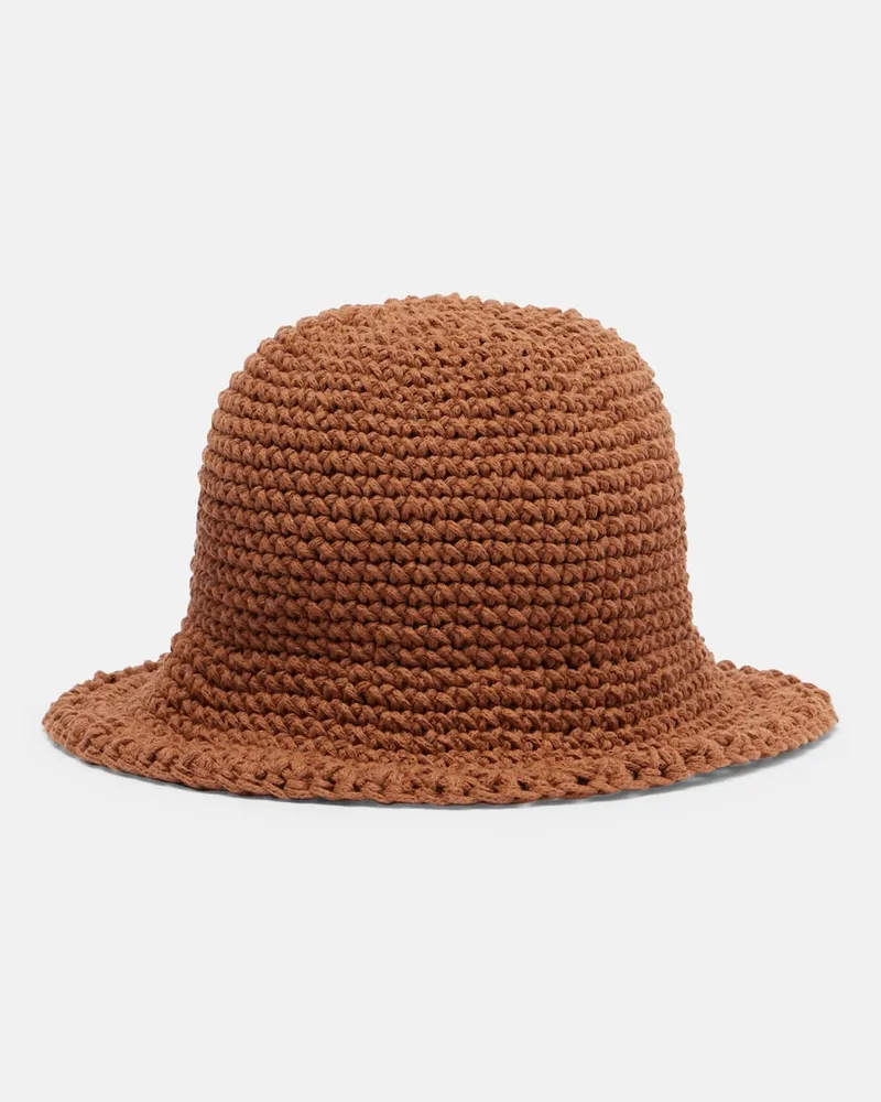 Magda Butrym Cappello da pescatore in cotone crochet Marrone