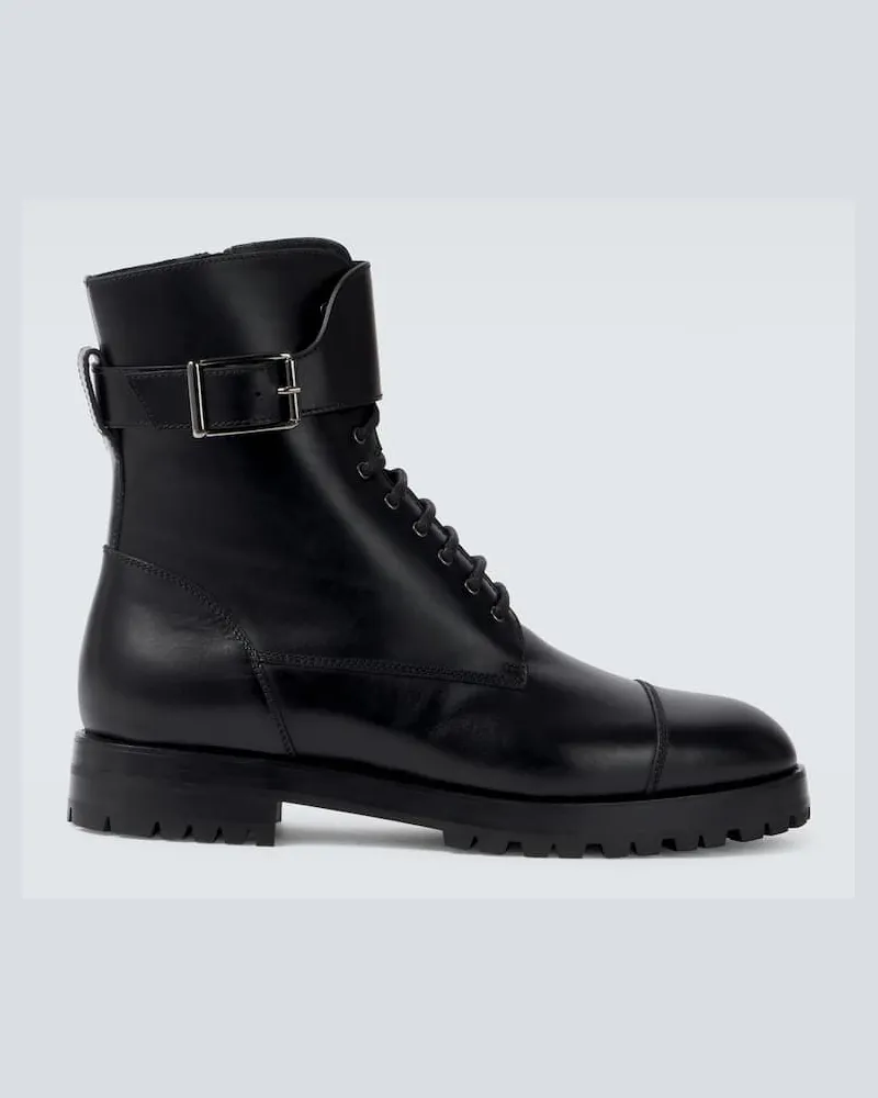 Manolo Blahnik Anfibi Buloko in pelle Nero