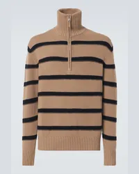 ALLUDE Pullover in lana e cashmere con zip Marrone