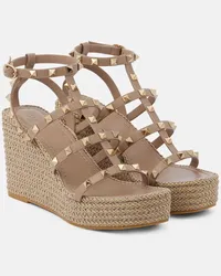 Valentino Garavani Espadrillas Torchon in pelle con zeppa Beige