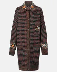 Etro Cappotto in maglia con ricamo Marrone