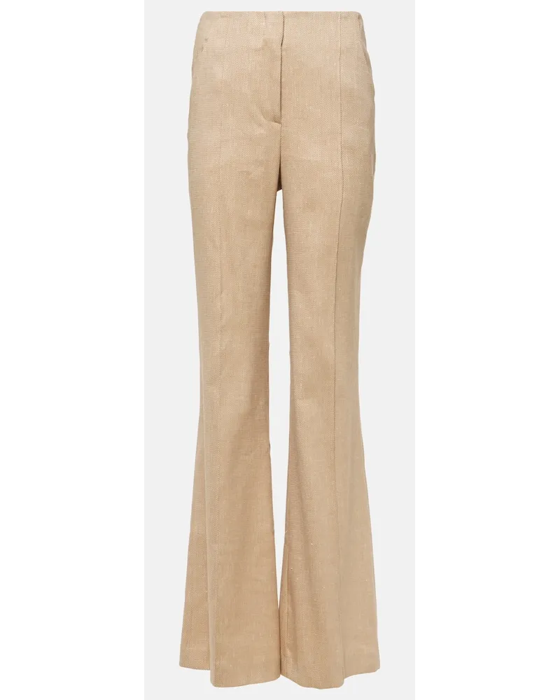 Veronica Beard Pantaloni flared Komi in twill Beige