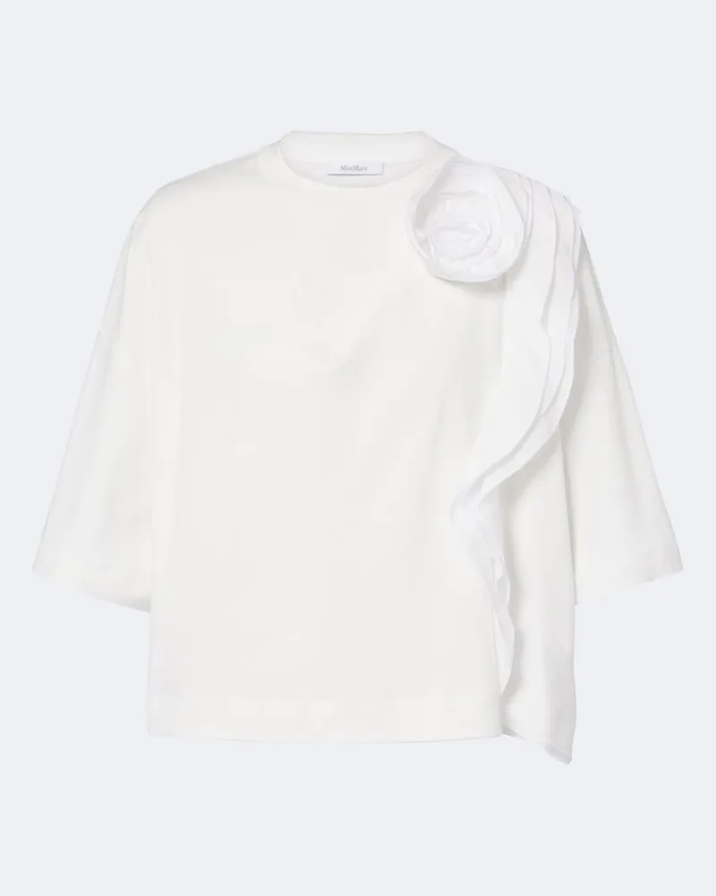 Max Mara T-shirt in cotone con applicazioni floreali Bianco