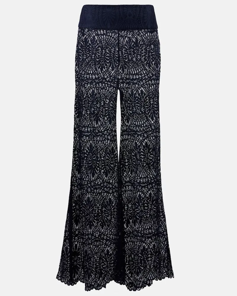 Alexandra Miro Pantaloni a gamba larga Paloma in pizzo Blu