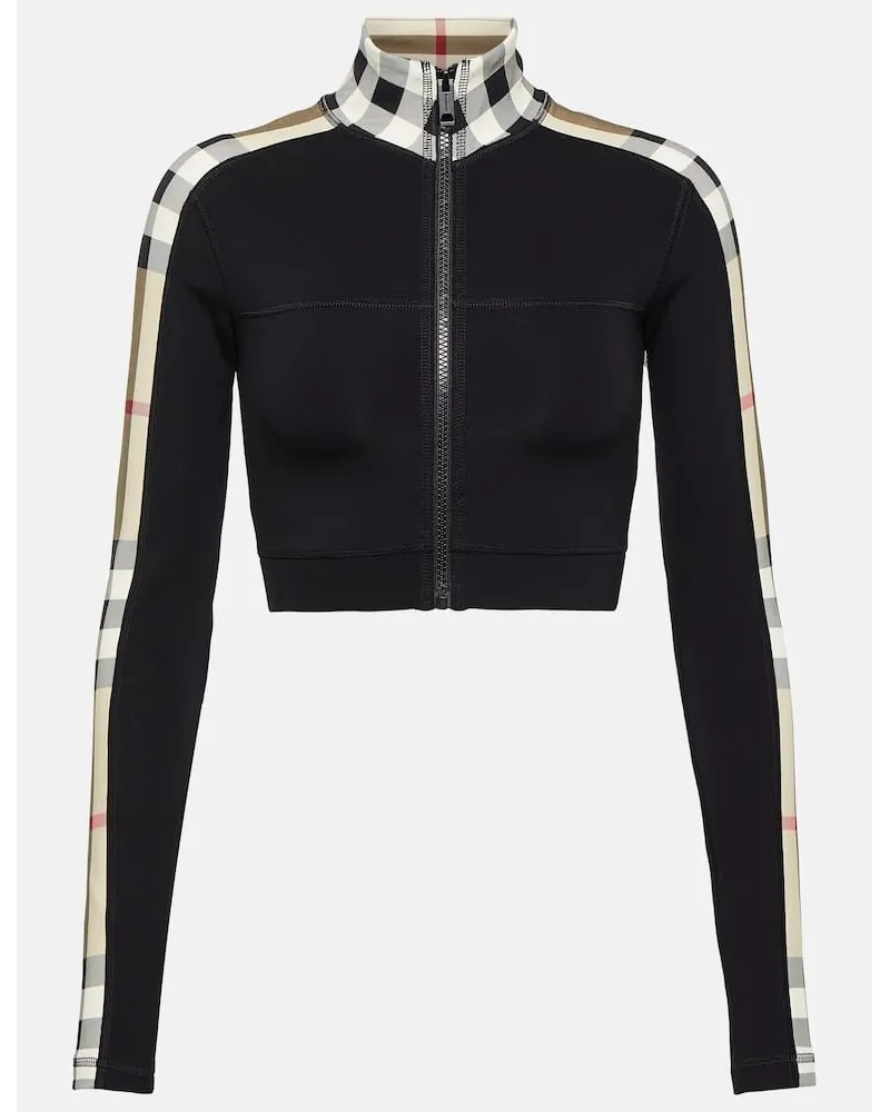Burberry Felpa in jersey Burberry Check con zip Nero