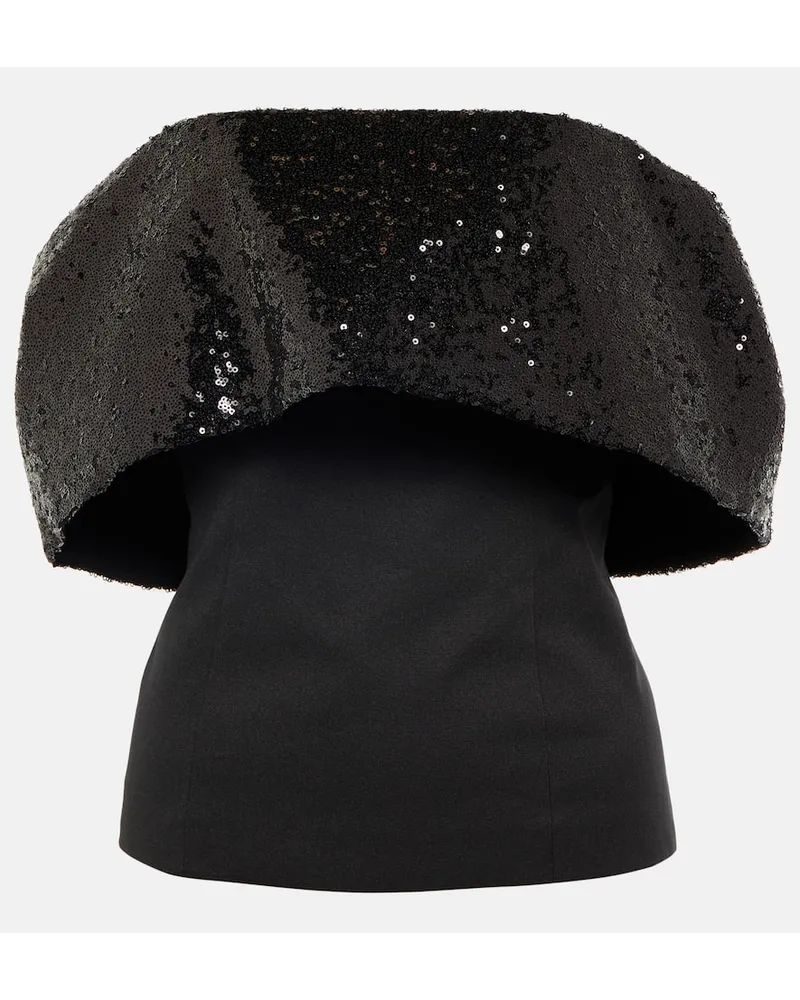 STAUD Top Giselle con scollo bardot Nero