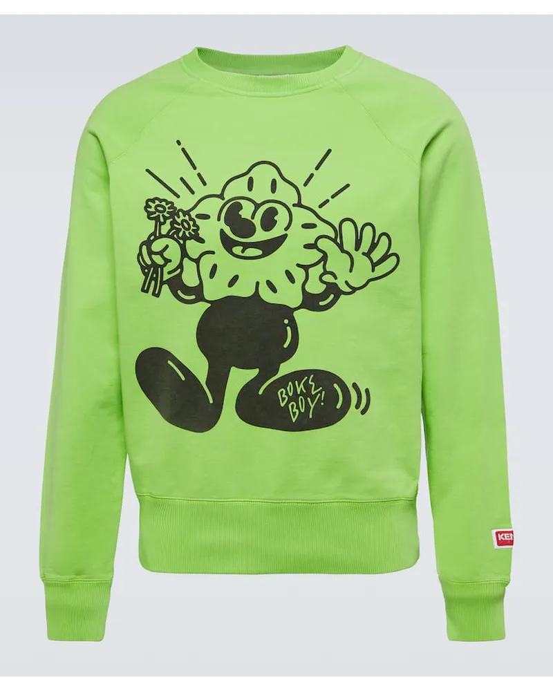 Kenzo Felpa Boke Boy in cotone con stampa Verde