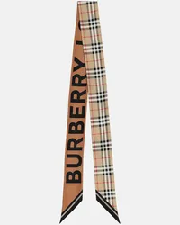 Burberry Foulard in seta a quadri Beige