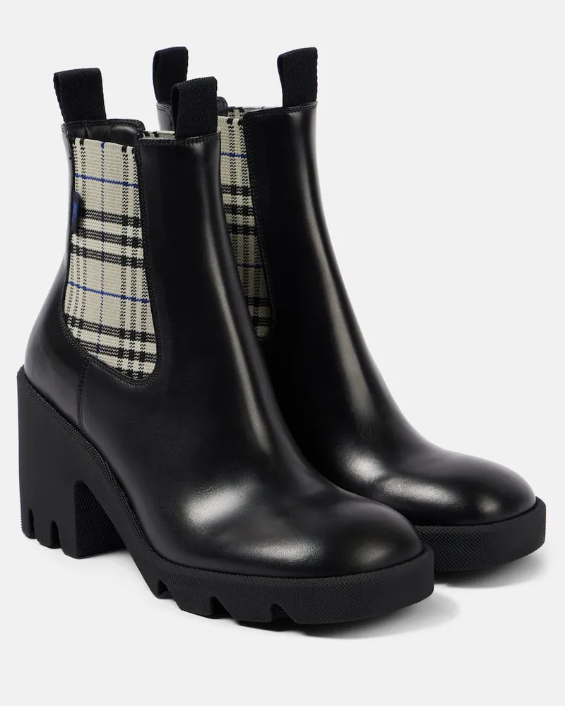 Burberry Stivaletti Chelsea Burberry Check Nero