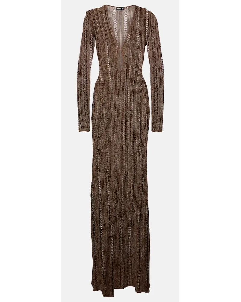 Tom Ford Abito lungo con cut-out Marrone