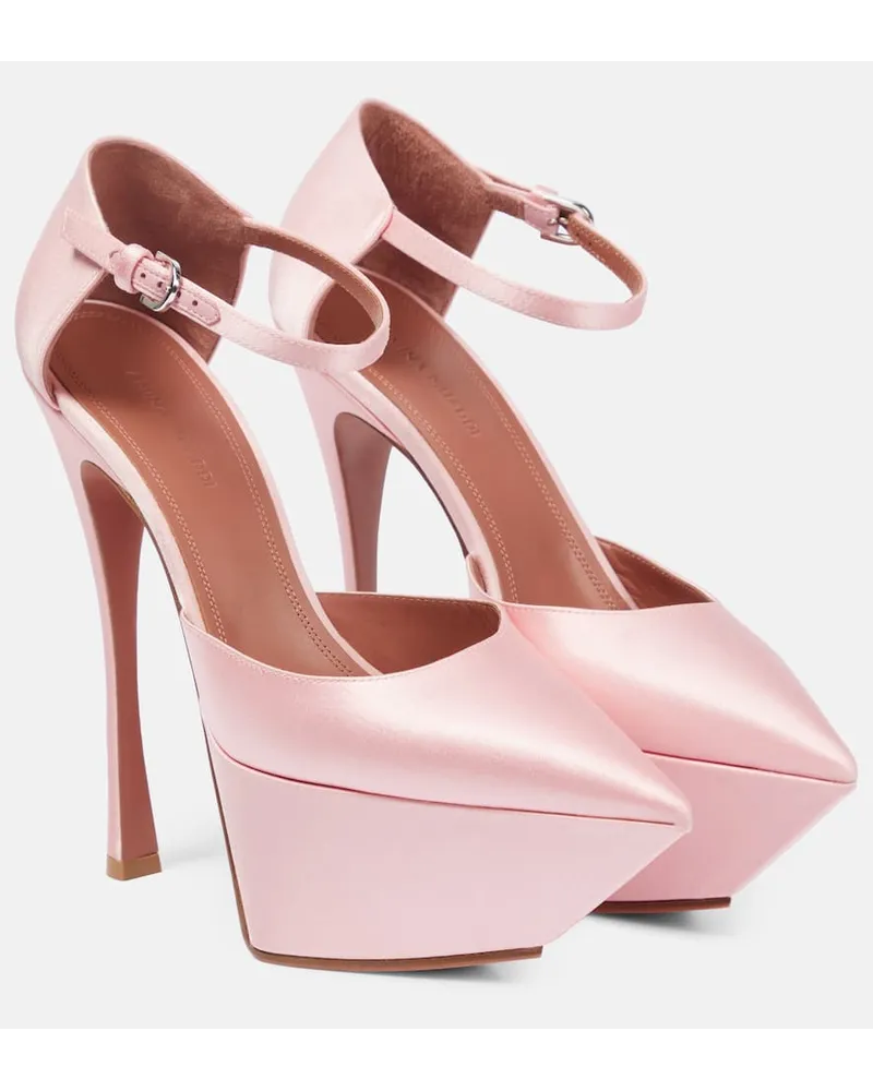 Amina Muaddi Pumps Angelica in raso con plateau Rosa