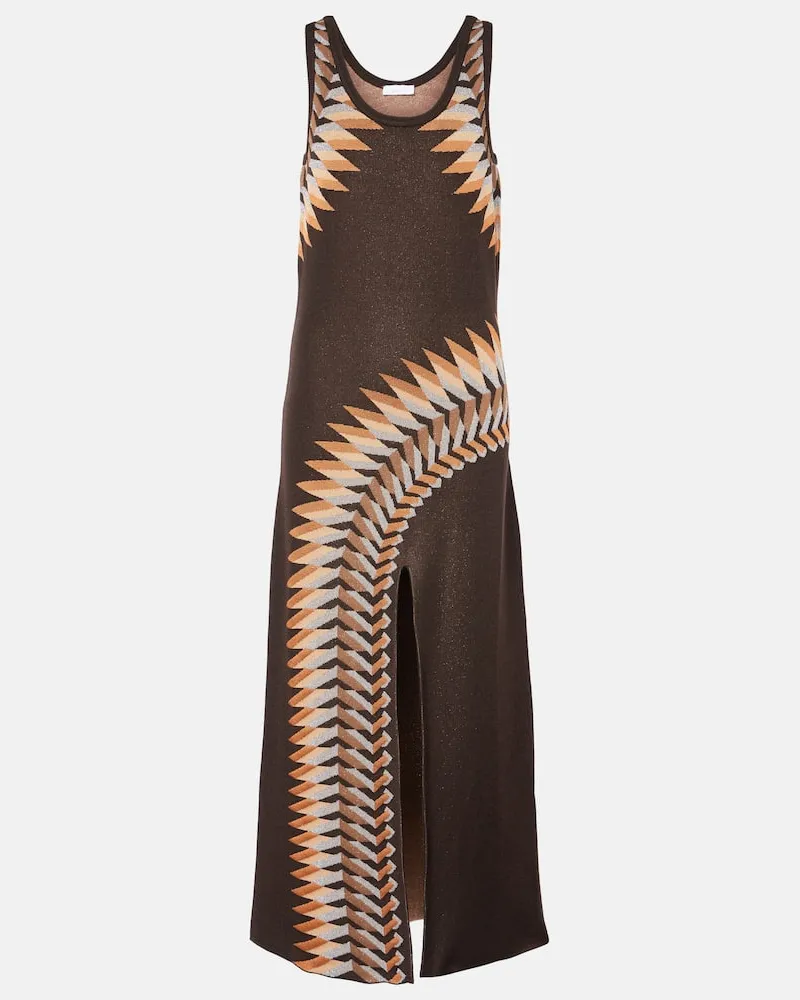Paco Rabanne Abito lungo con lamÃ Marrone