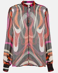 Emilio Pucci Blusa Marmo in chiffon di seta Nero