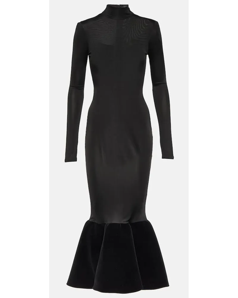 David Koma Abito midi in jersey Nero