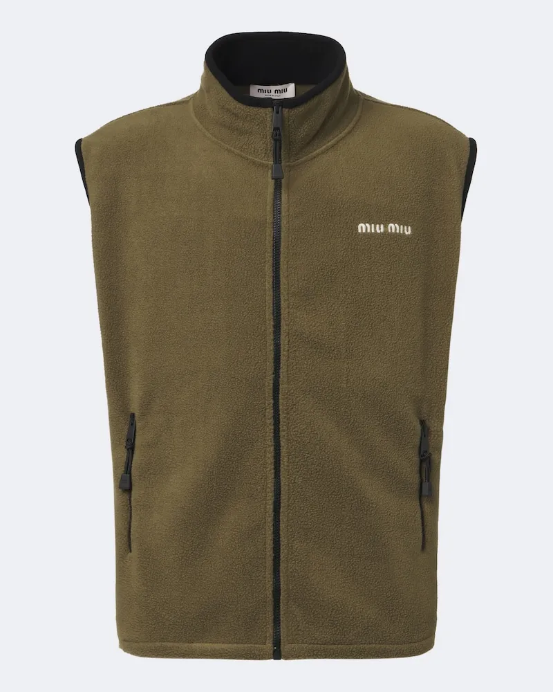 Miu Miu Gilet in pile con zip Verde