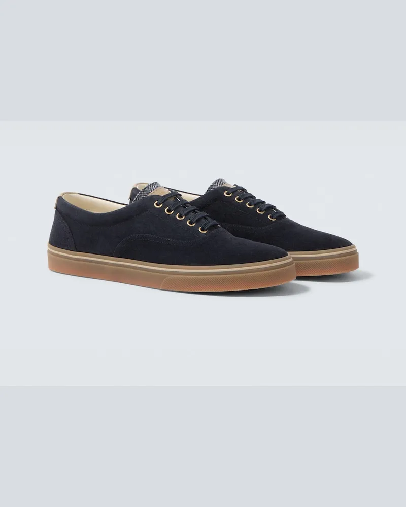Brunello Cucinelli Sneakers in suede con pelle Blu