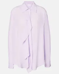 Victoria Beckham Blusa asimmetrica in seta con balze Viola