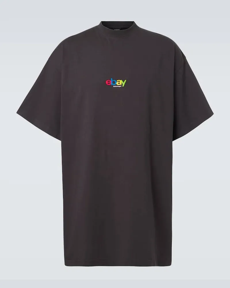 Balenciaga T-shirt oversize in cotone con stampa Nero