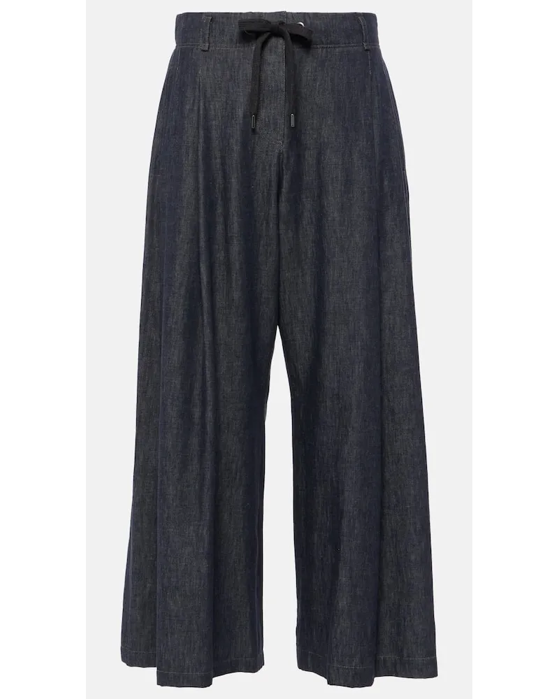 Brunello Cucinelli Jeans flared cropped a vita media Blu