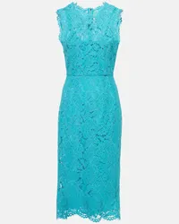 Dolce & Gabbana Abito midi in pizzo di misto cotone Blu