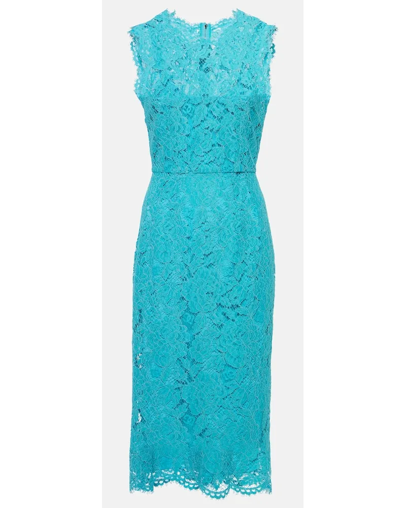Dolce & Gabbana Abito midi in pizzo di misto cotone Blu