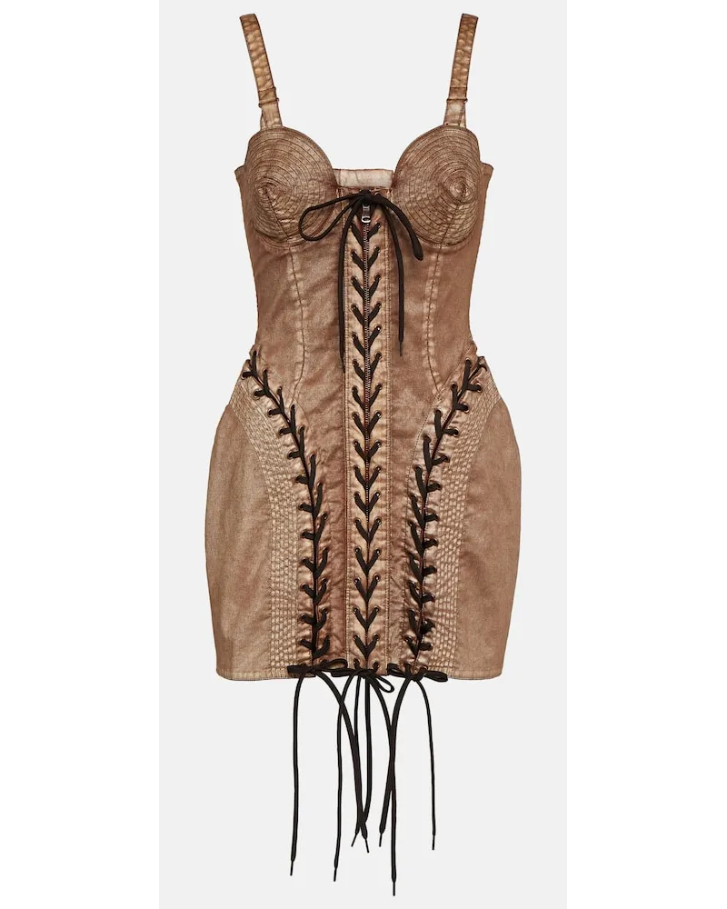 Jean Paul Gaultier x KNWLS - Miniabito bustier di jeans Marrone