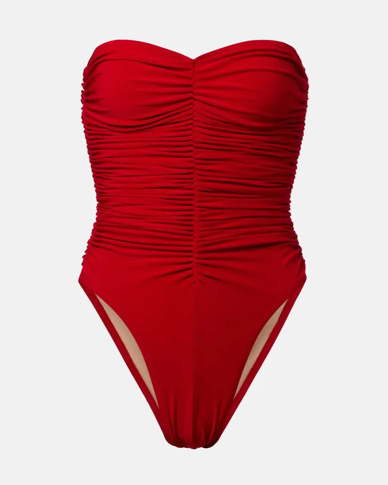 Norma Kamali Costume intero Marissa Slinky con ruches Rosso