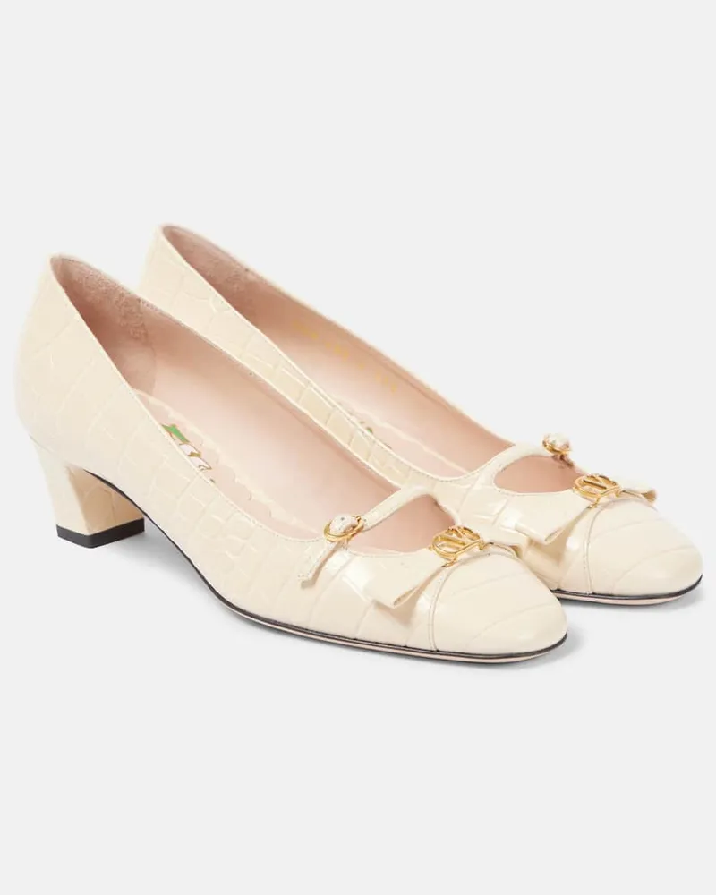 Valentino Garavani Pumps Bowow 45 in pelle stampata Beige