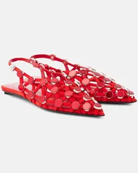 ATTICO Ballerine slingback Grid in pelle con borchie Rosso