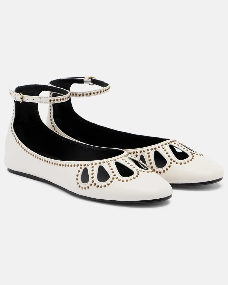 Isabel Marant Ballerine Bloris in pelle con borchie Bianco