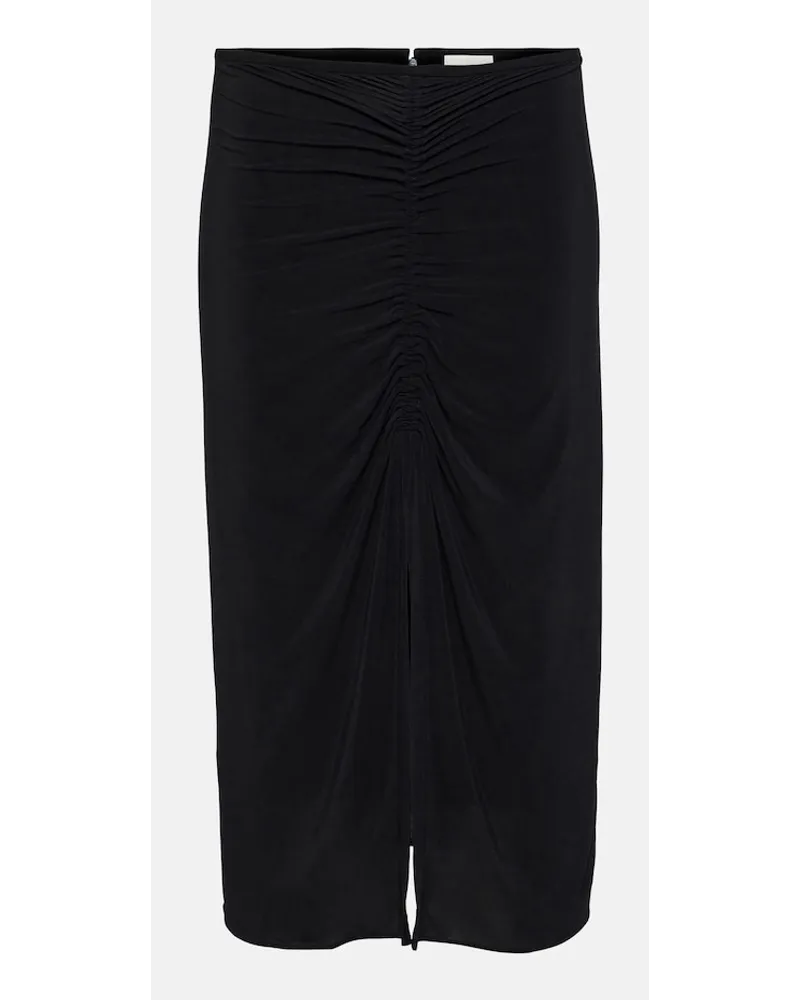 Isabel Marant Gonna midi Joella in jersey con ruches Nero