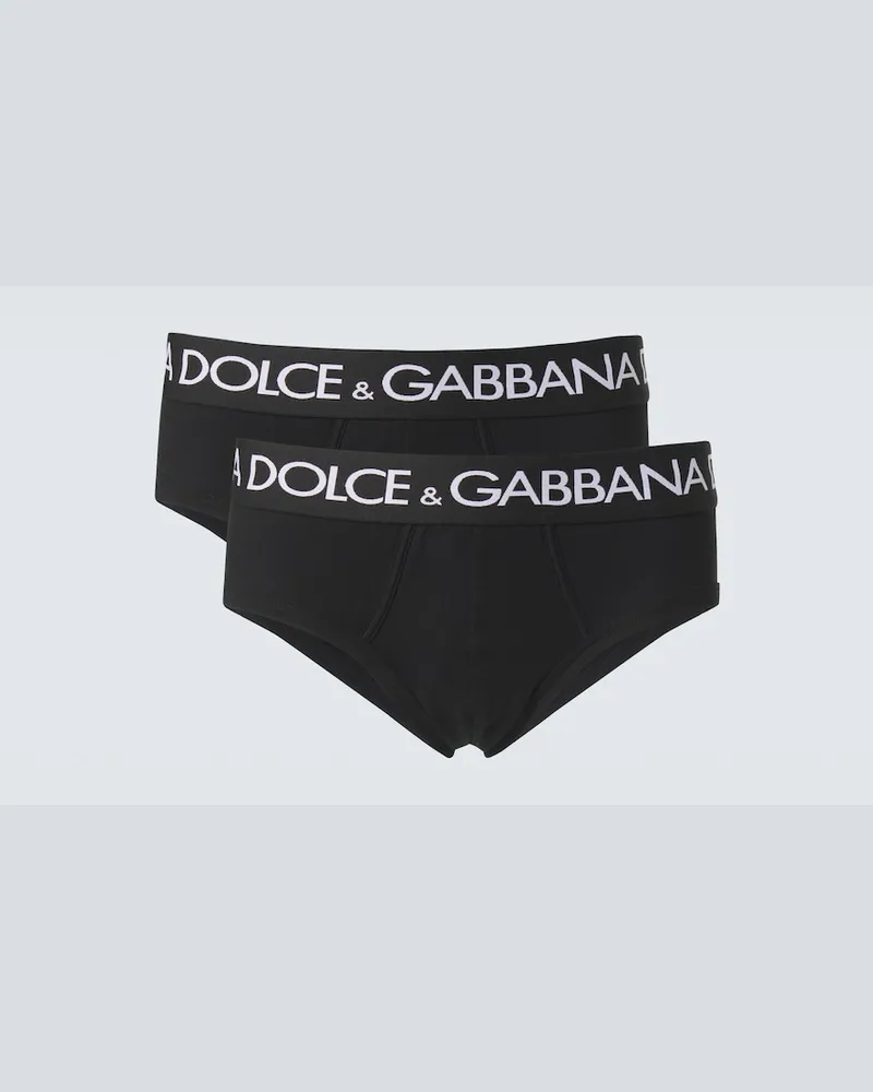 Dolce & Gabbana Set di 2 slip in jersey di misto cotone Nero