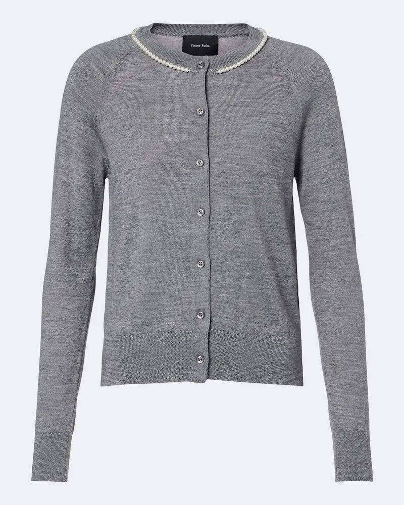 Simone Rocha Cardigan in lana e seta Grigio
