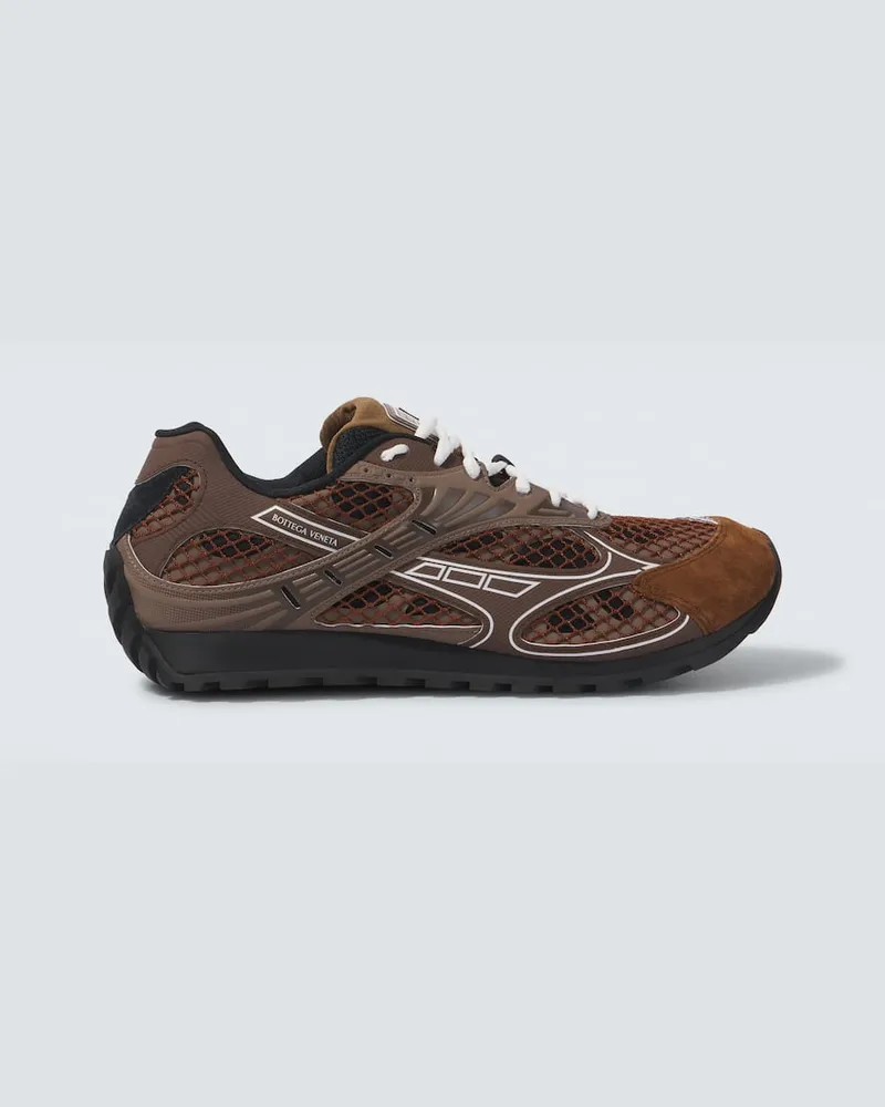 Bottega Veneta Sneakers Orbit in mesh e suede Marrone