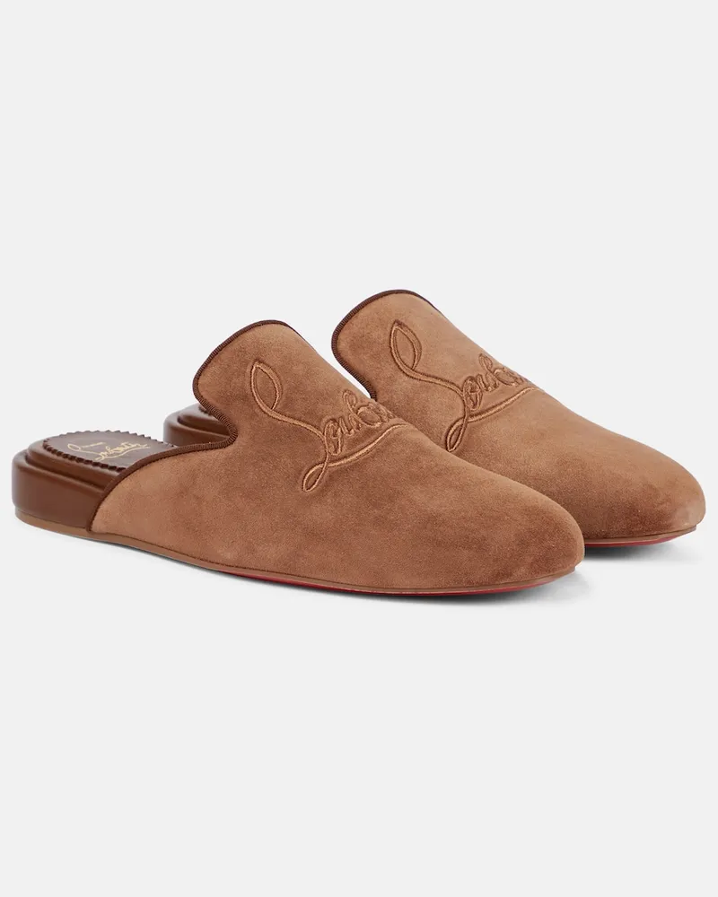 Christian Louboutin Slippers Navy Coolito Donna in suede Marrone