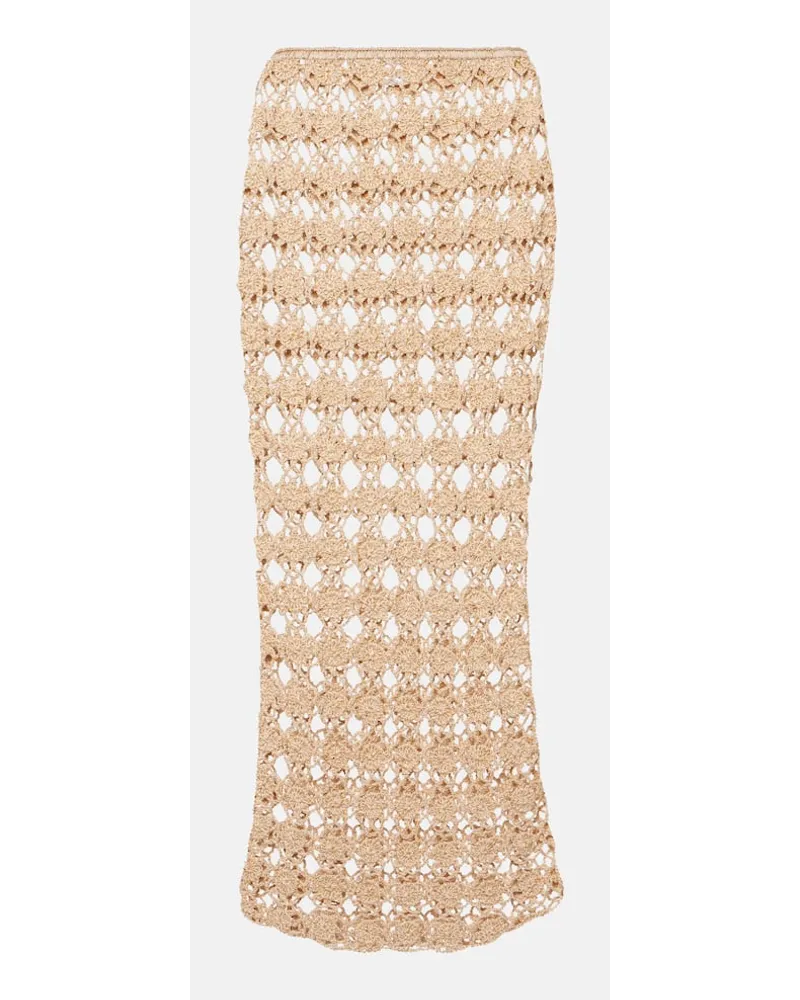 Anna Kosturova Gonna lunga Rosette in crochet di cotone Oro