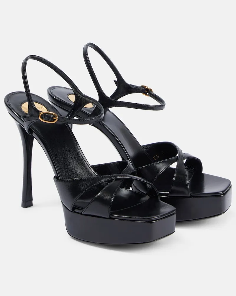 Saint Laurent Sandali Debbie 85 in pelle con platform Nero