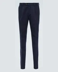 Brunello Cucinelli Pantaloni slim in gabardine di cotone Blu