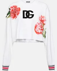 Dolce & Gabbana Felpa cropped in cotone con logo Bianco