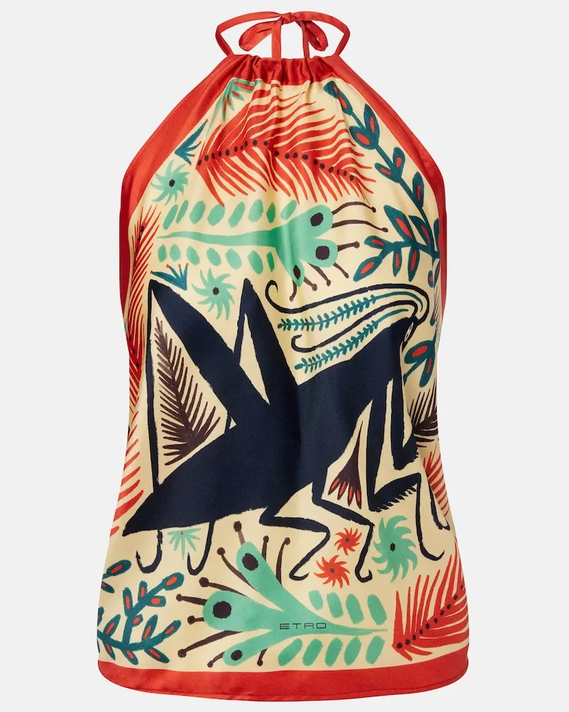 Etro Top in seta con stampa Multicolore