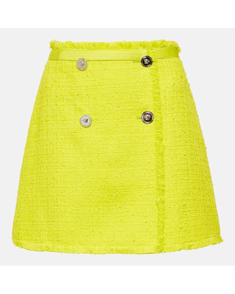 Versace Minigonna in tweed bouclé Giallo