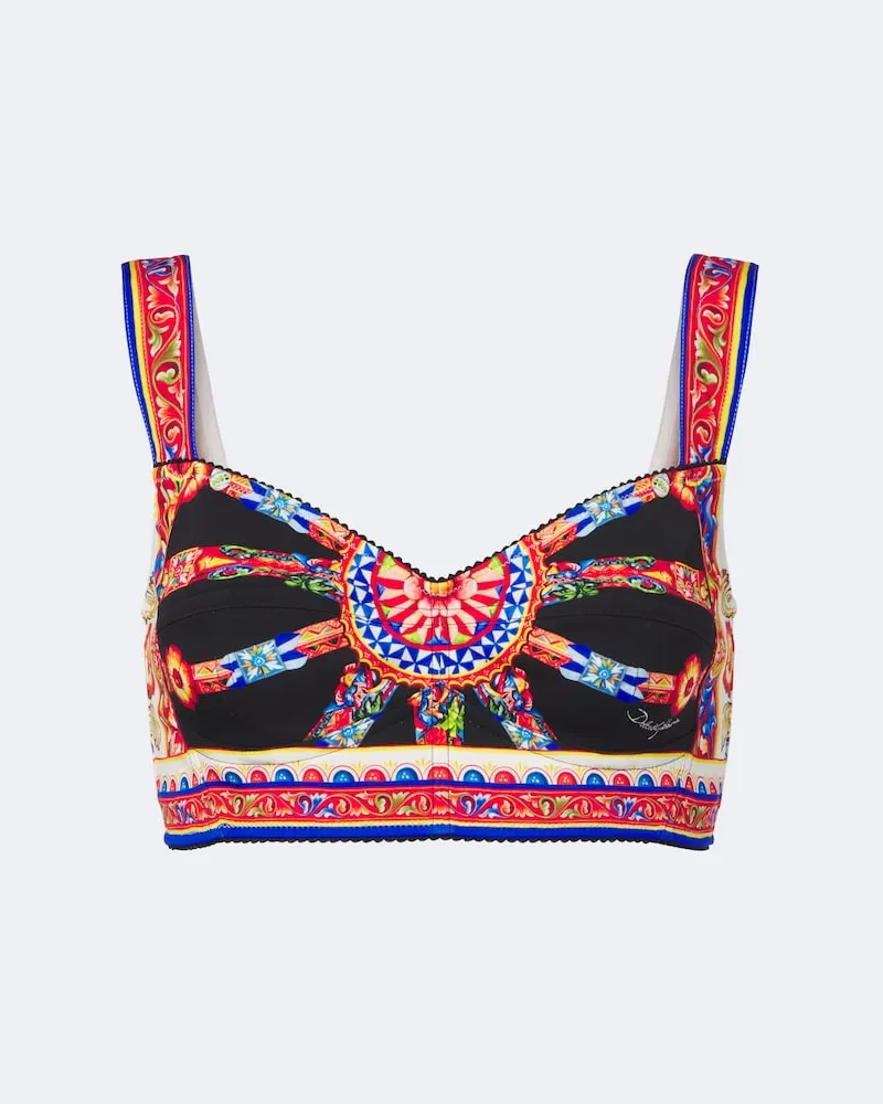 Dolce & Gabbana Top cropped Carretto in misto seta Multicolore