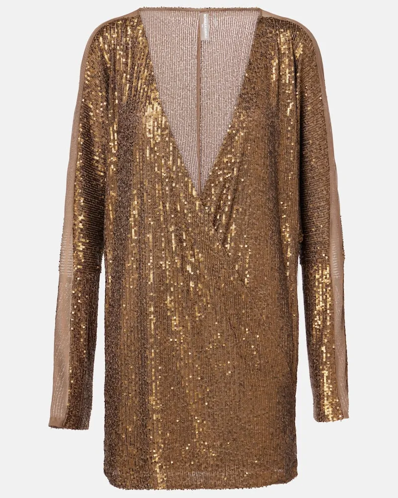 Norma Kamali Abito corto Dolman con paillettes Metallizzato