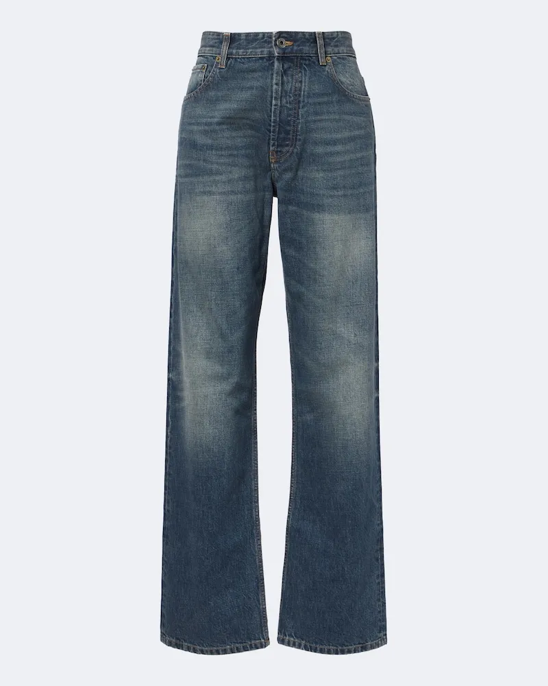 Miu Miu Jeans a gamba larga Blu