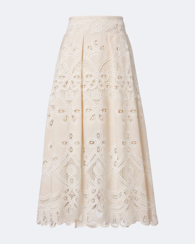 Elie Saab Gonna lunga con ricamo Bianco