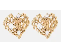 Orecchini clip-on Coral Heart con cristalli