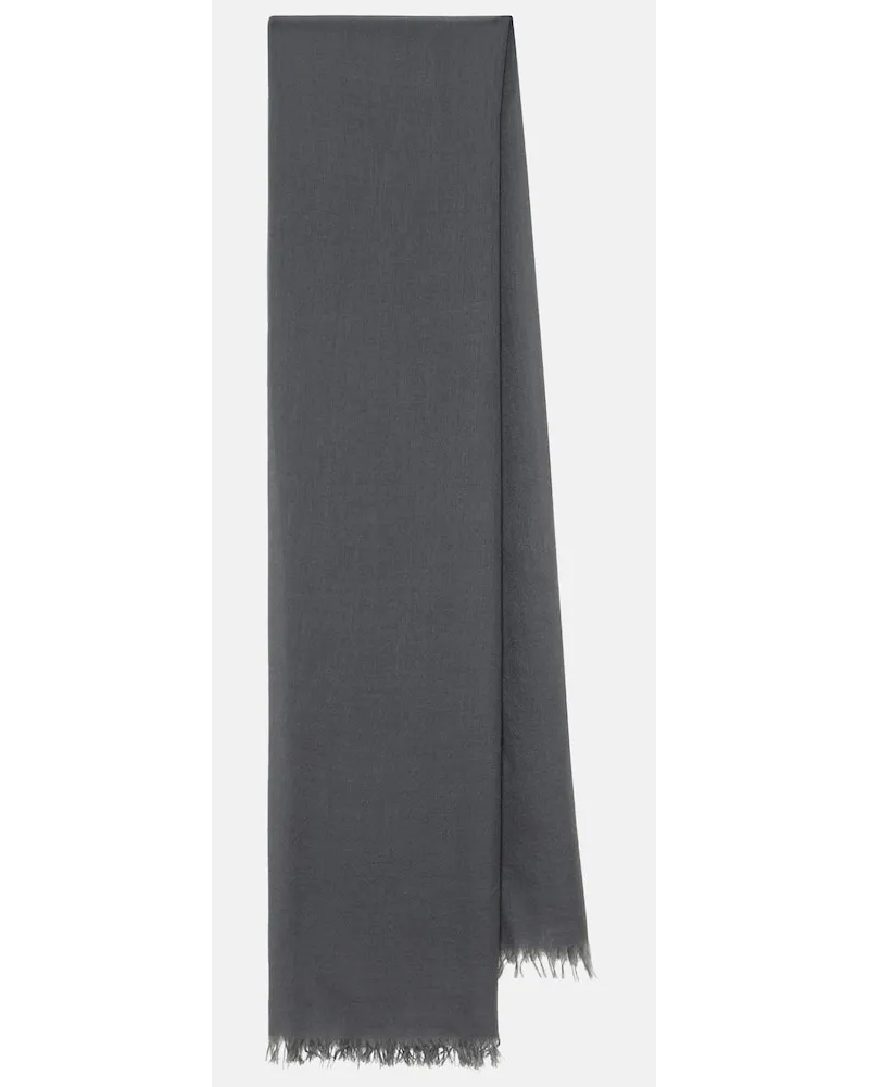 Brunello Cucinelli Sciarpa in cashmere e seta Grigio