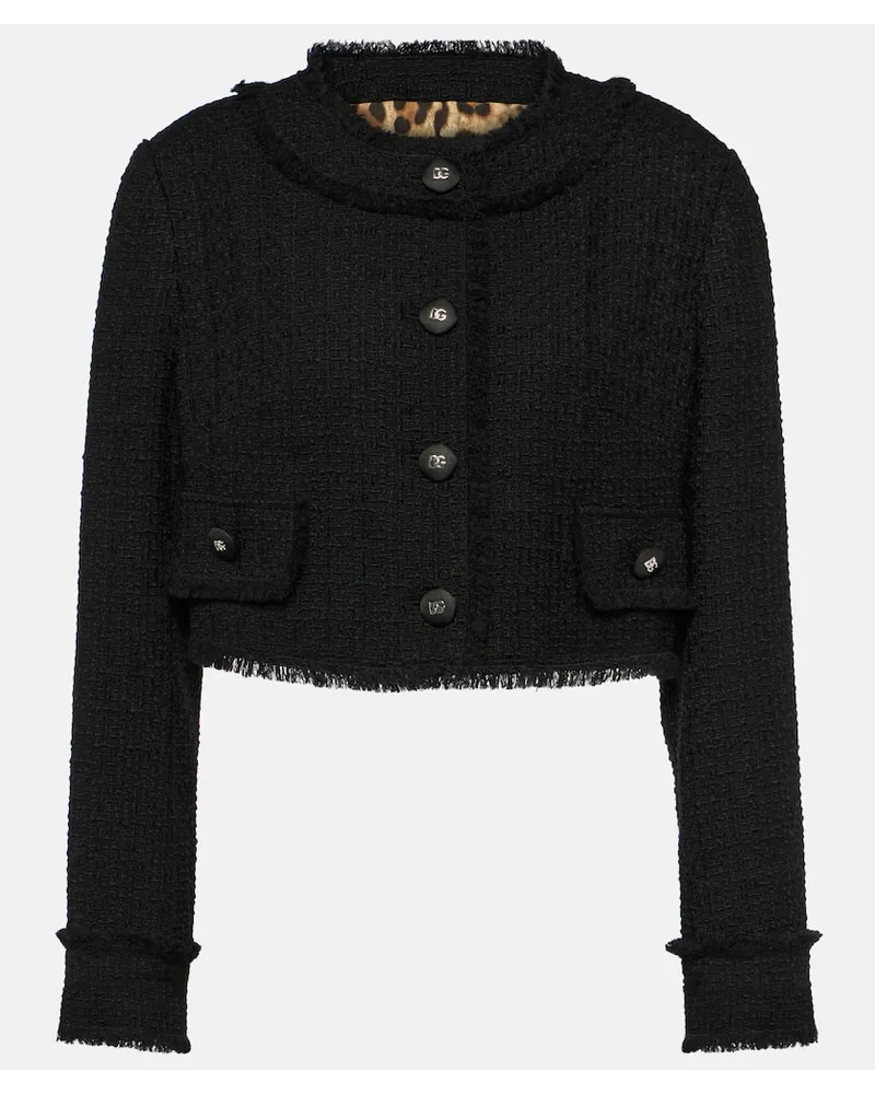 Dolce & Gabbana Giacca cropped in tweed di misto lana Nero