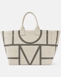 Totême Borsa Monogram in canvas Bianco