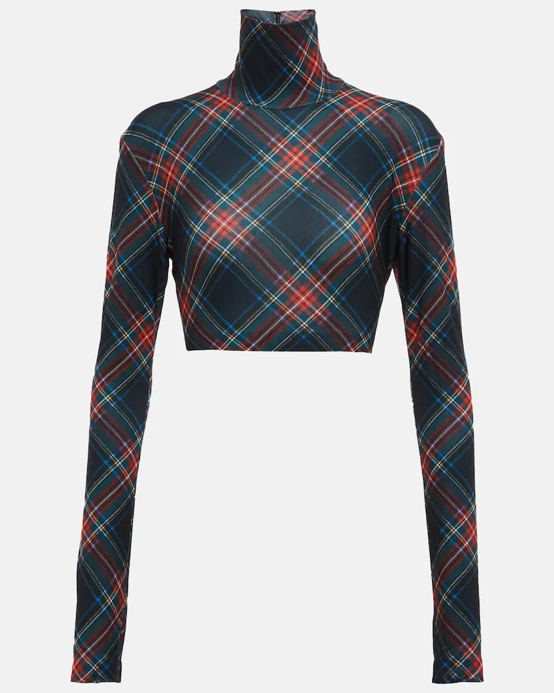 Norma Kamali Top in jersey a quadri Multicolore